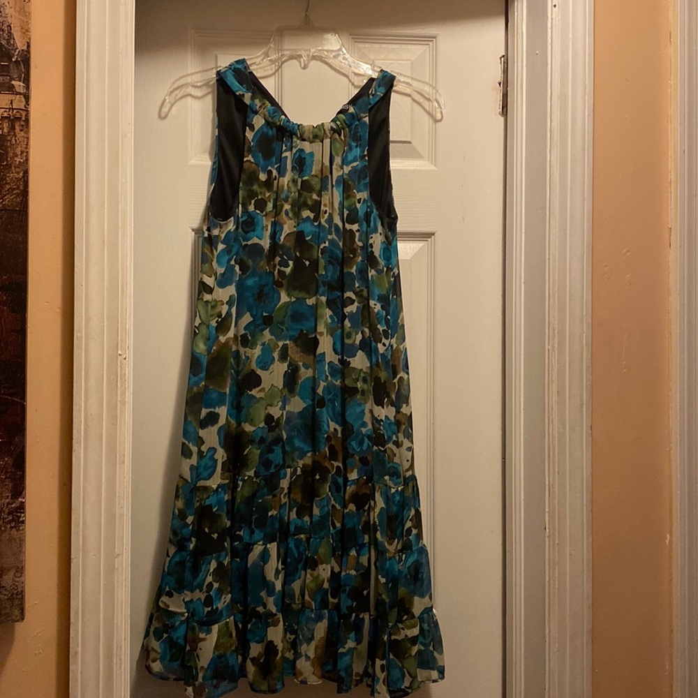 Blue,Brown,Tan  dressy knee length summer dress, 100% Polyester